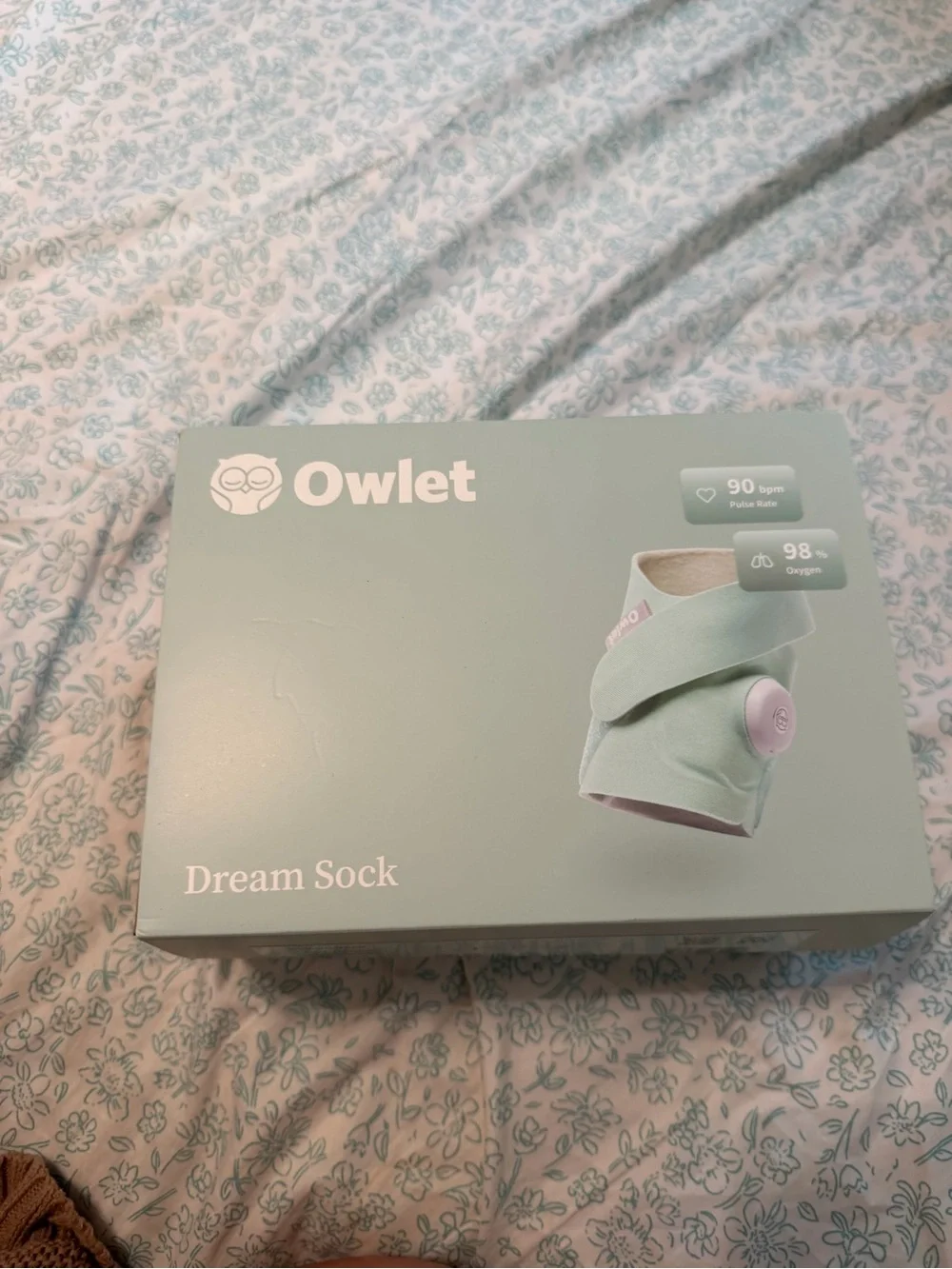 Owlet sleep sock mint green